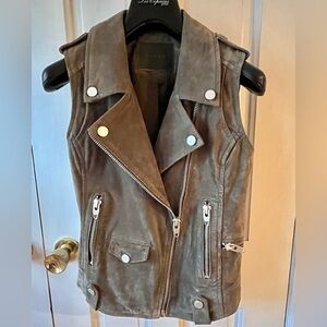 XS Blank NYC Suede Motorcycle Vest, Olive Green